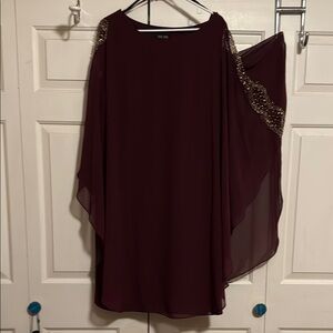 INC International Concepts Red Asymmetrical Dolman Sleeve Cocktail Dress
